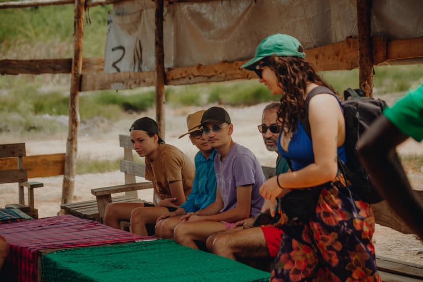A family enjoying safari
